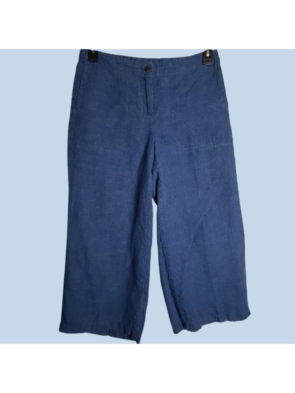 J.Jill Love Linen Wide-Leg Crop Pants Blue  Petite Small - Picture 2 of 14
